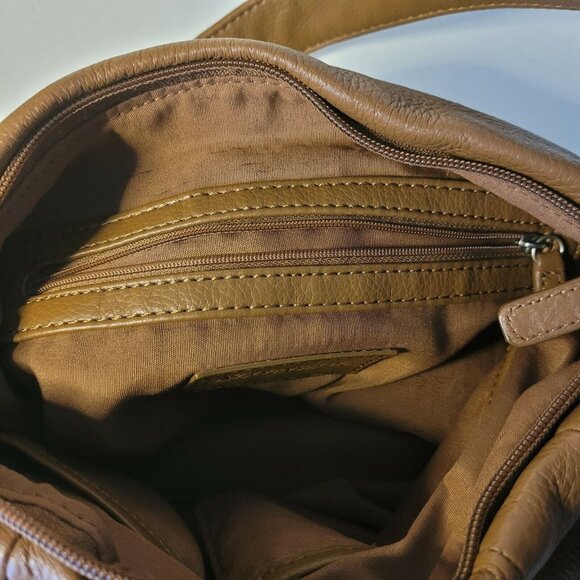 St. John's Bay Brown Genuine Leather Shoulder Bag Hobo Tote - Picture 5 of 10